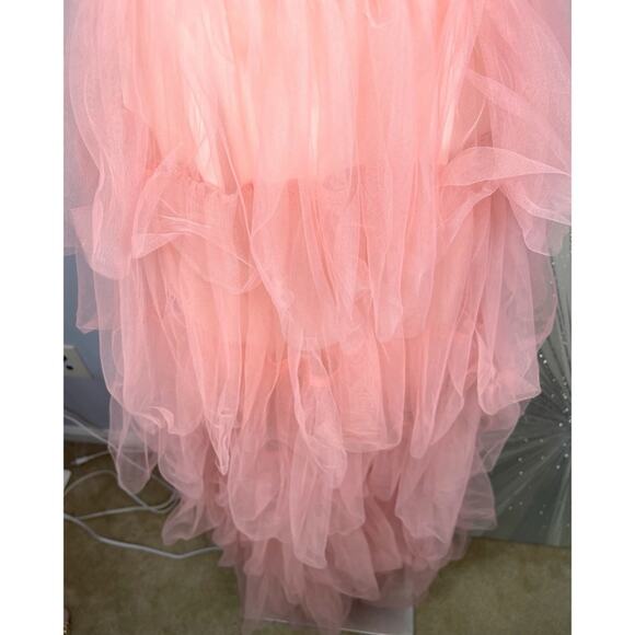 Lovers and Friends Bobbit Tulle Tiered Strapless Blush Pink Maxi Gown Size XXS - Picture 5 of 10
